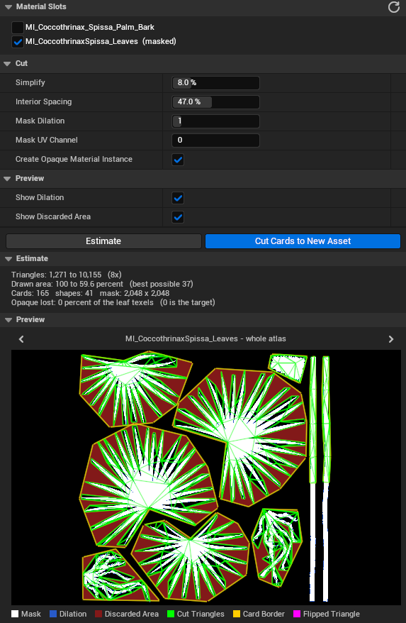 The Foliage Toolkit panel after an Estimate